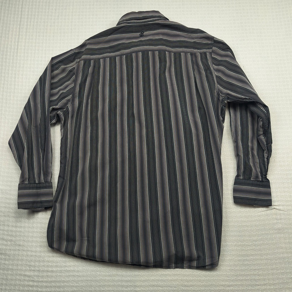 Rocawear Men 2XL Black Striped Long Sleeve Button Up Shirt Streetwear Y2K Cotton - Picture 2 of 15